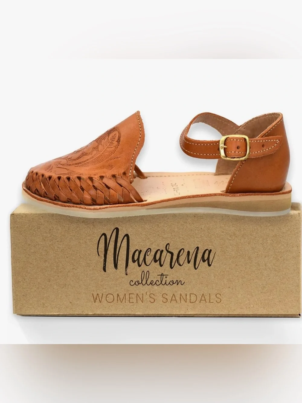 NWOT Women's Tan Leather Espadrille Sandals with Floral Hand Tooled Design sz 9
